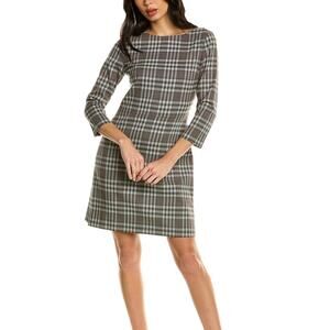 NWT Theory Kamillina Plaid Shift Wool-Blend Dress Size 2